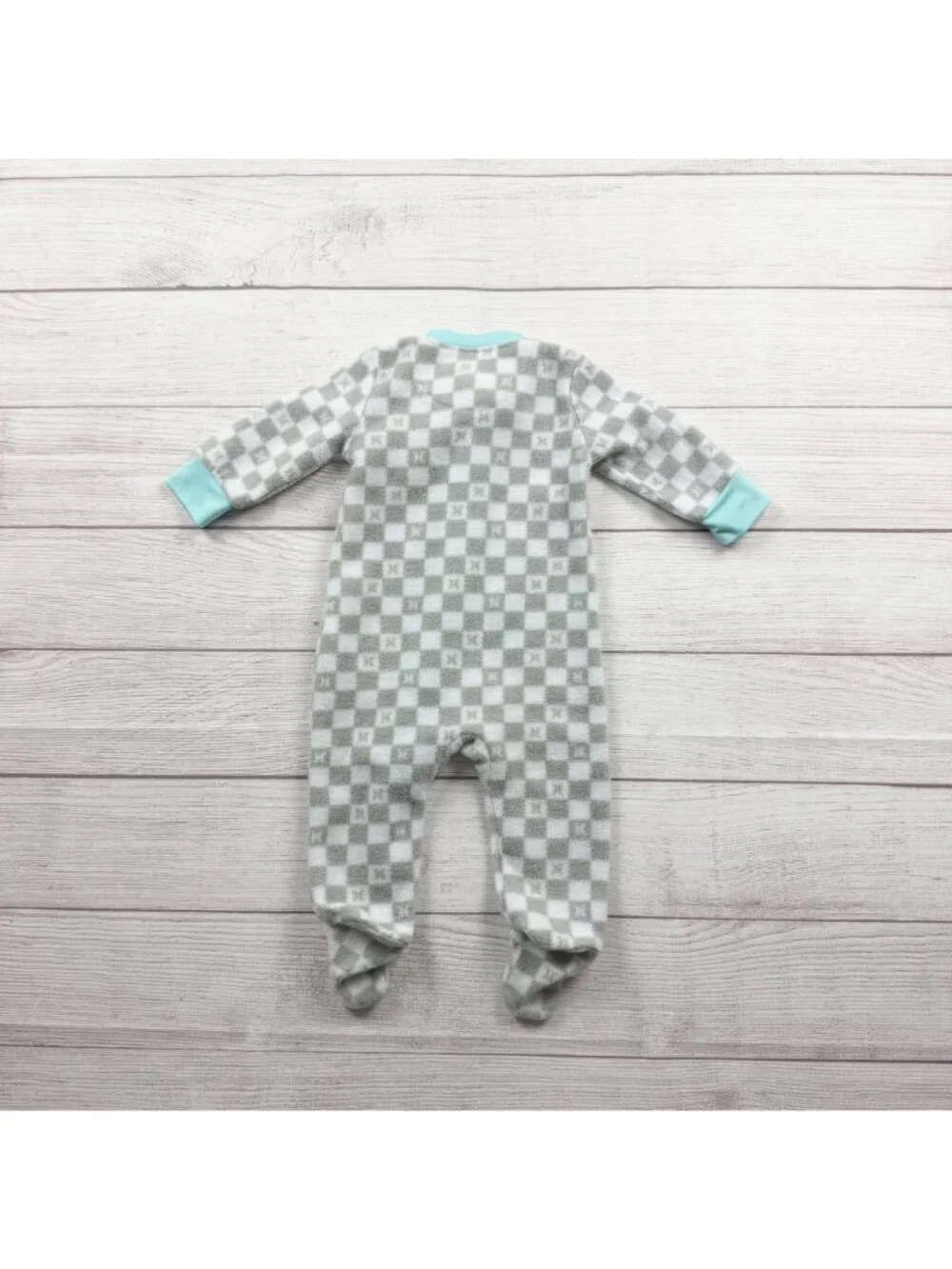 Hurley Baby Boys Checkered Fleece Footed Sleeper Pajamas One Piece 3-6 Months